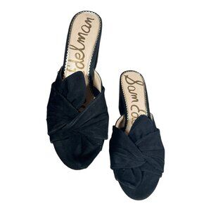 Sam Edelman Suede Knotted Bow Block Heel Size 11 Mules Slip On